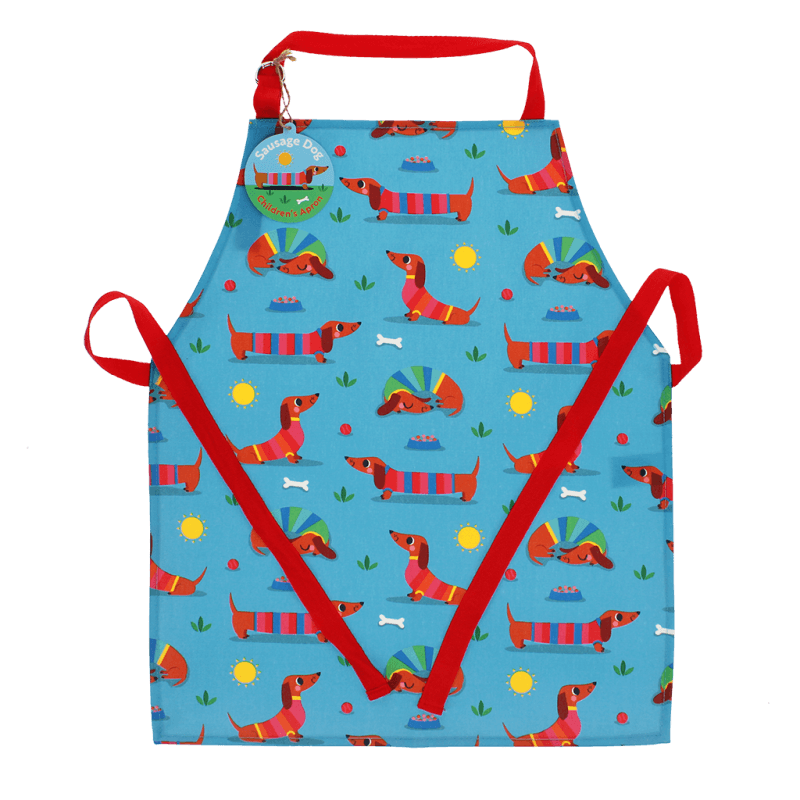 Rex London Wipeable Cotton Children's Apron - Sunny Sausage Dog