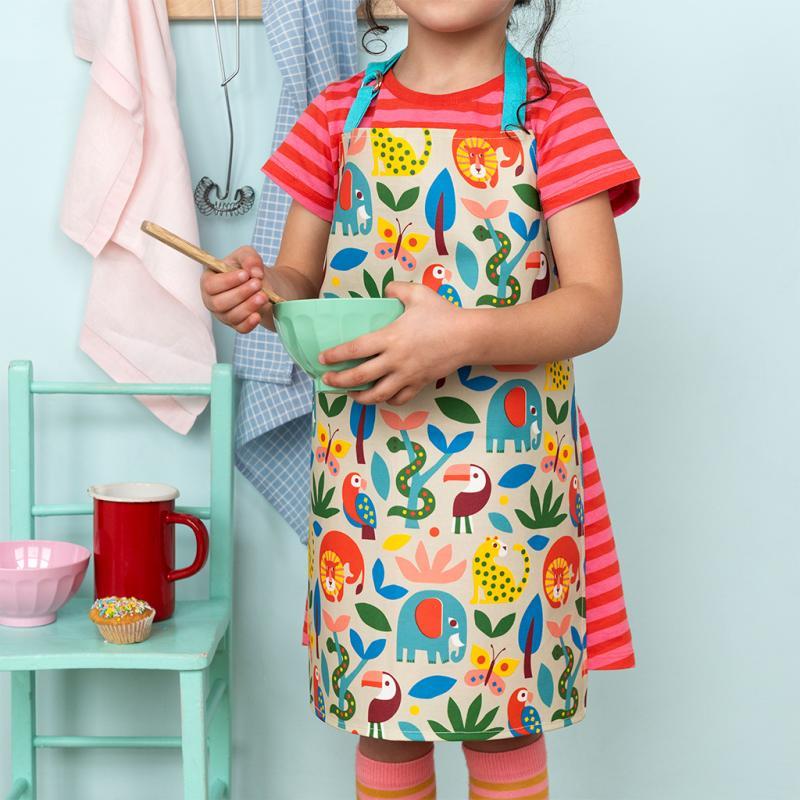 rex london Wipeable cotton children's apron - Wild Wonders