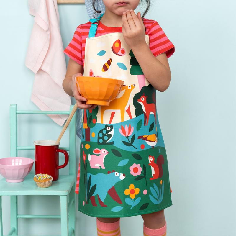 rex london Wipeable cotton children's apron - Woodland