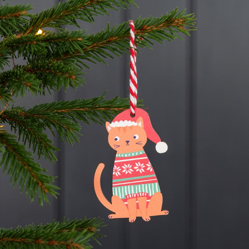 rex london Wooden hanging Christmas decoration - Ginger cat