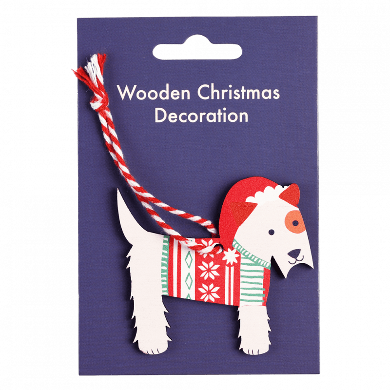 Rex London Wooden Hanging Christmas Decoration - Scottie Dog
