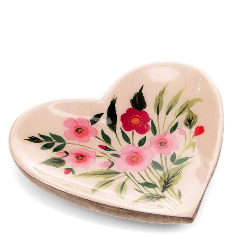 Rex London Wooden Heart-shaped Trinket Dish - Flowers