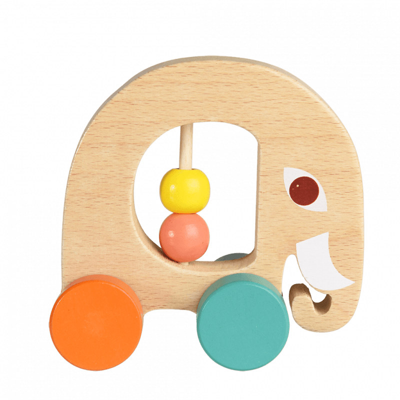 Rex London Wooden Push Along Toy- Wild Wonders Elephant