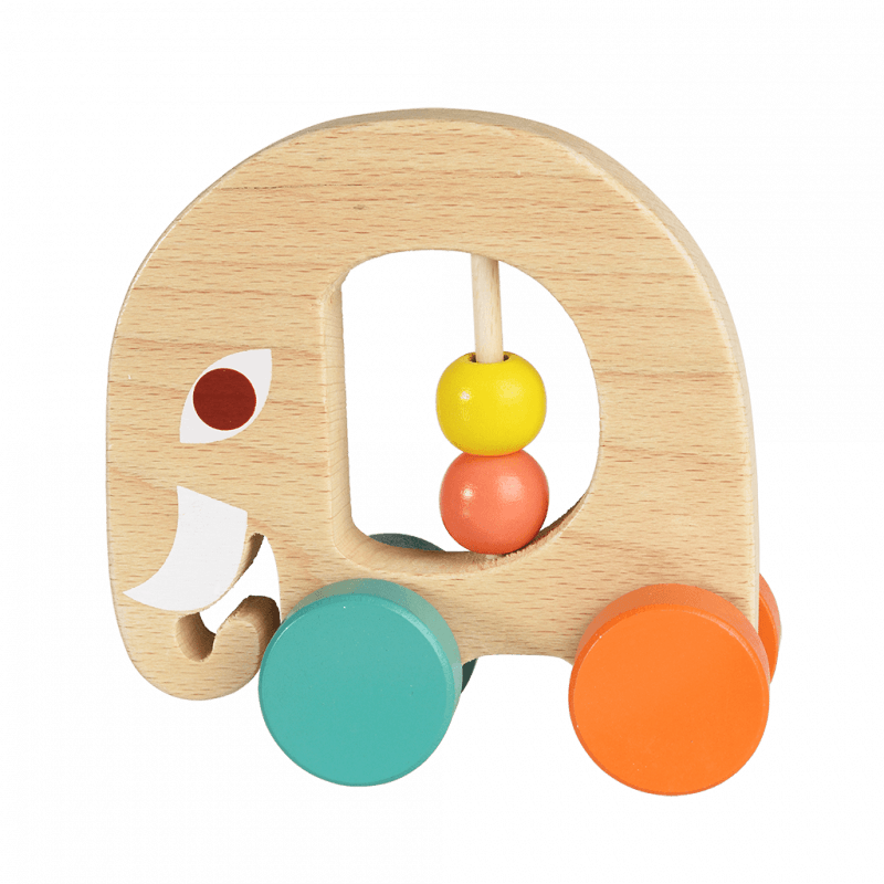 Rex London Wooden Push Along Toy- Wild Wonders Elephant