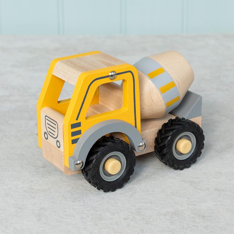 rex london Wooden push along vehicle toy - Cement mixer (yellow)
