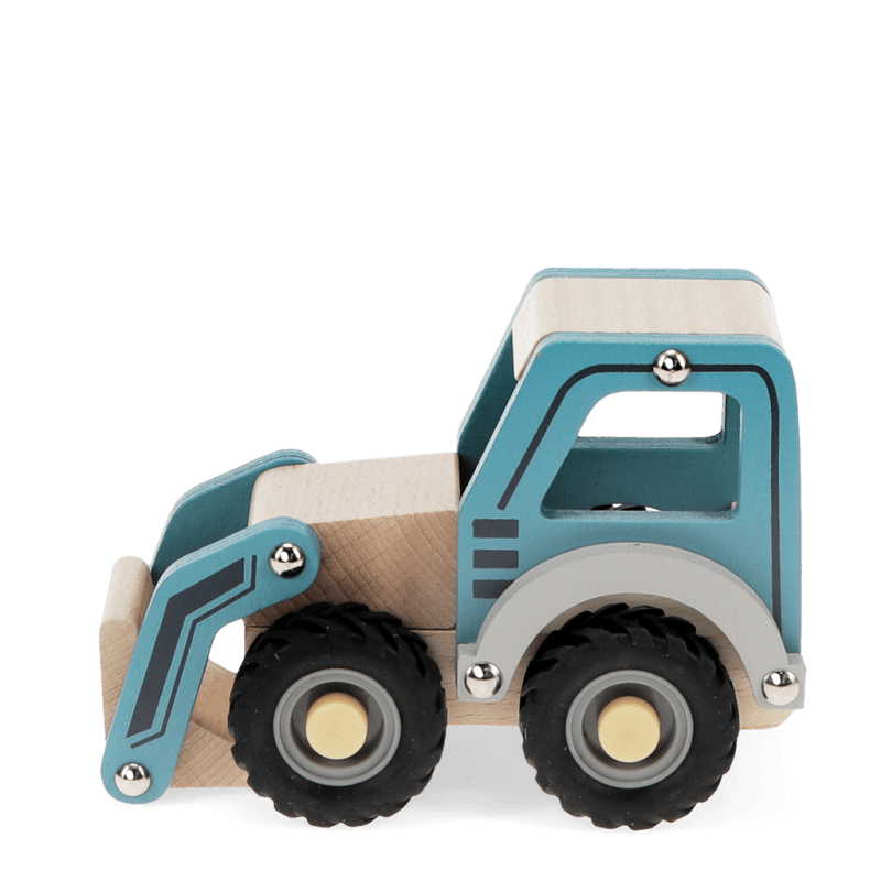 Rex London Wooden Push Along Vehicle Toy - Digger Truck (blue)