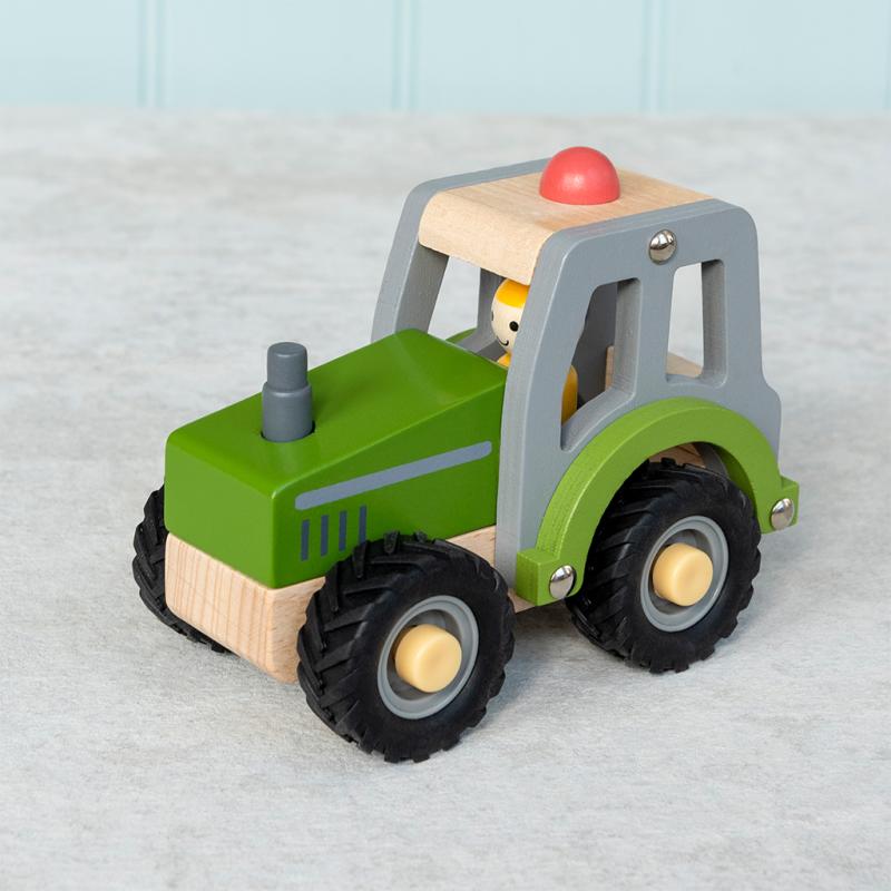 rex london Wooden push along vehicle toy - Tractor (green)