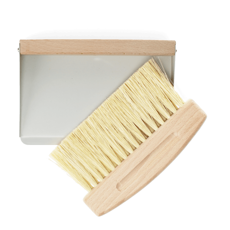 Rex London Wooden Table Brush And Pan Set - Soft Grey