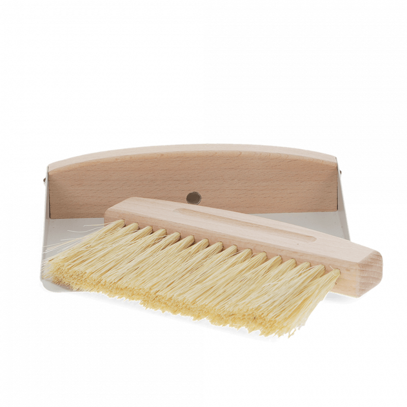 Rex London Wooden Table Brush And Pan Set - Soft Grey