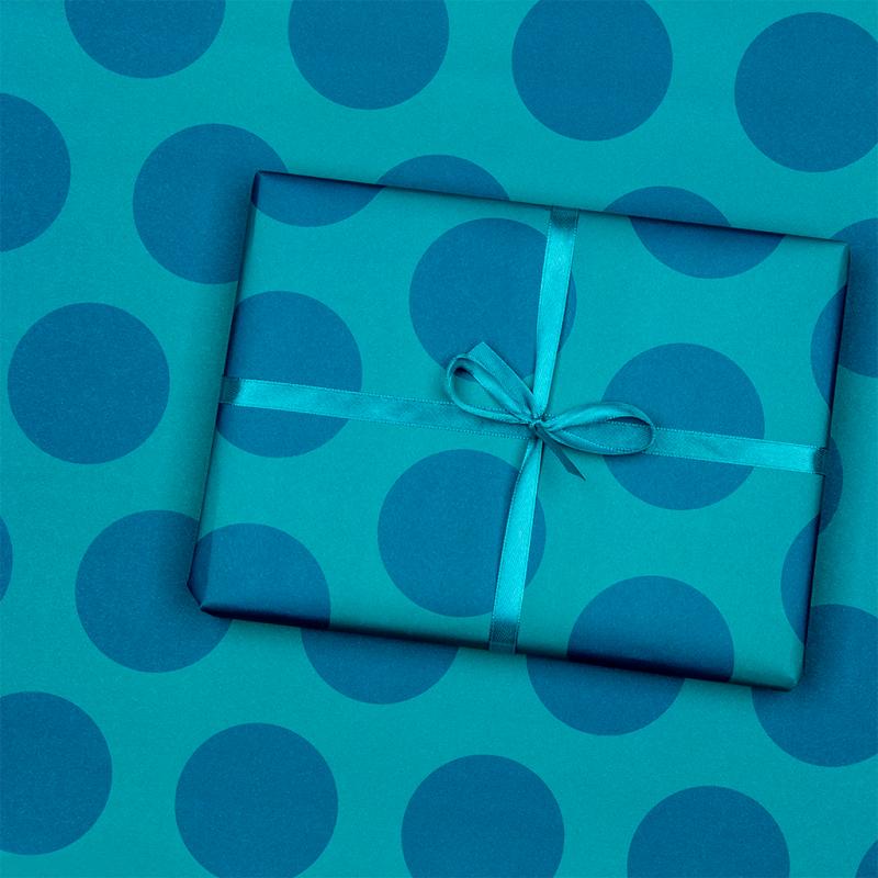 rex london Wrapping paper (5 sheets) - Blue spot on turquoise