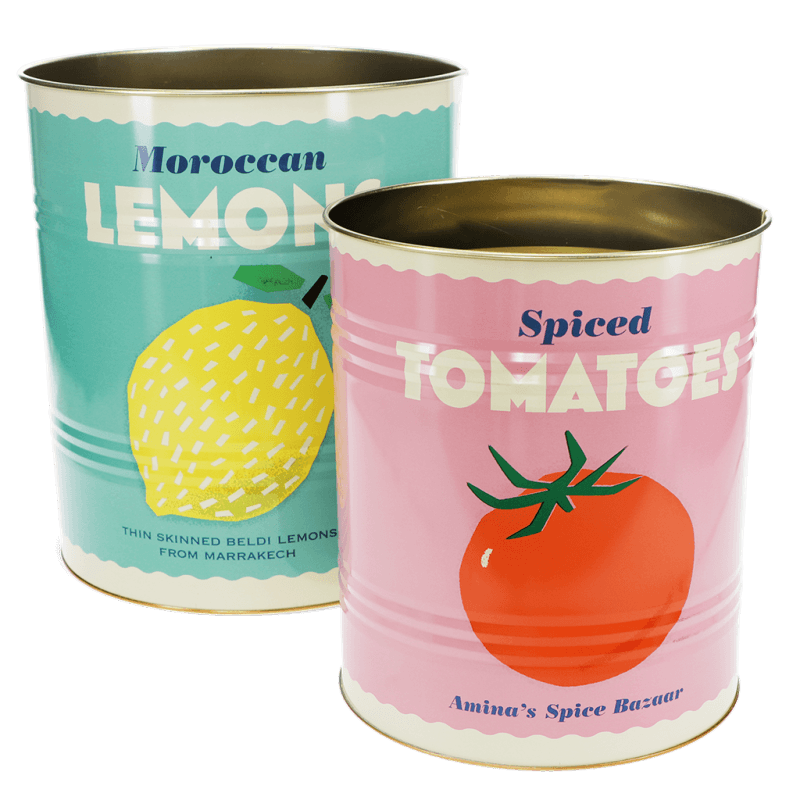 Rex London XL Storage Tins (set Of 2) - Lemon And Tomato