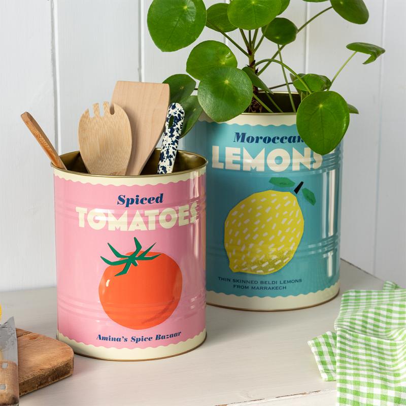 rex london XL storage tins (set of 2) - Lemon and tomato