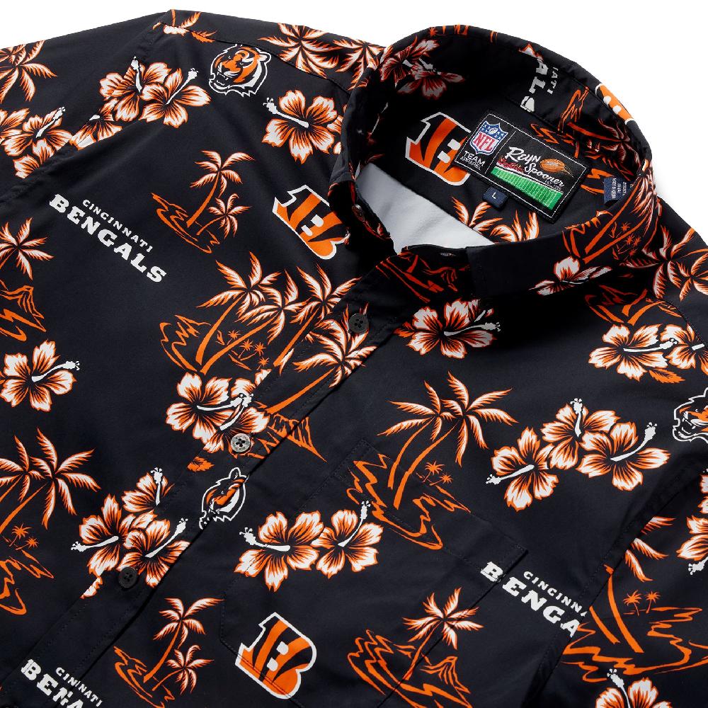 Reyn Spooner CINCINNATI BENGALS KEKAI PERFORMANCE BUTTON FRONT