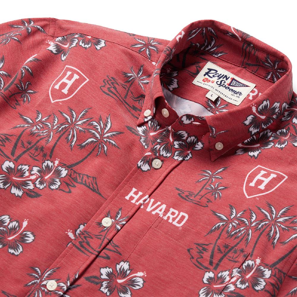 Reyn Spooner HARVARD UNIVERSITY GAME DAY PERFORMANCE BUTTON FRONT