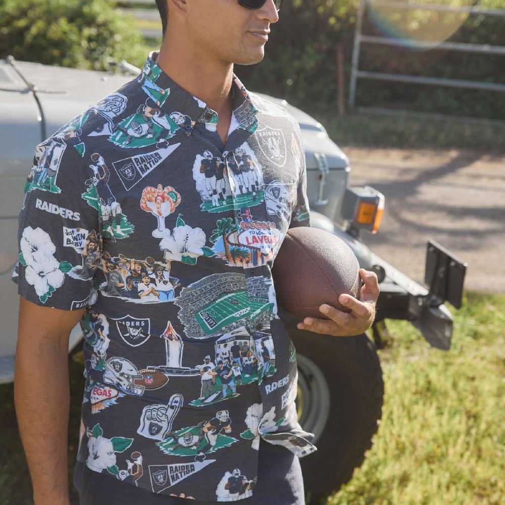 Reyn Spooner LAS VEGAS RAIDERS SCENIC PERFORMANCE BUTTON FRONT