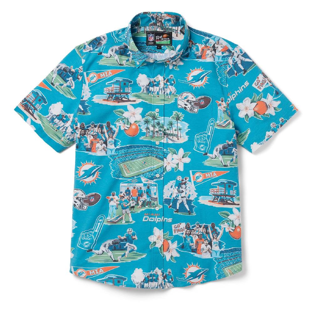 reyn spooner MIAMI DOLPHINS SCENIC PERFORMANCE BUTTON FRONT
