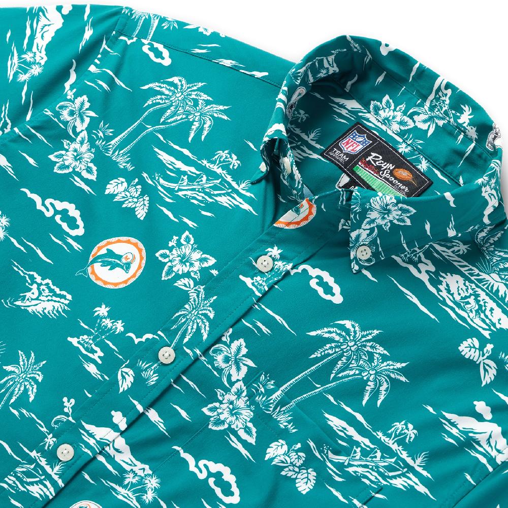 Reyn Spooner MIAMI DOLPHINS THROWBACK PERFORMANCE BUTTON FRONT