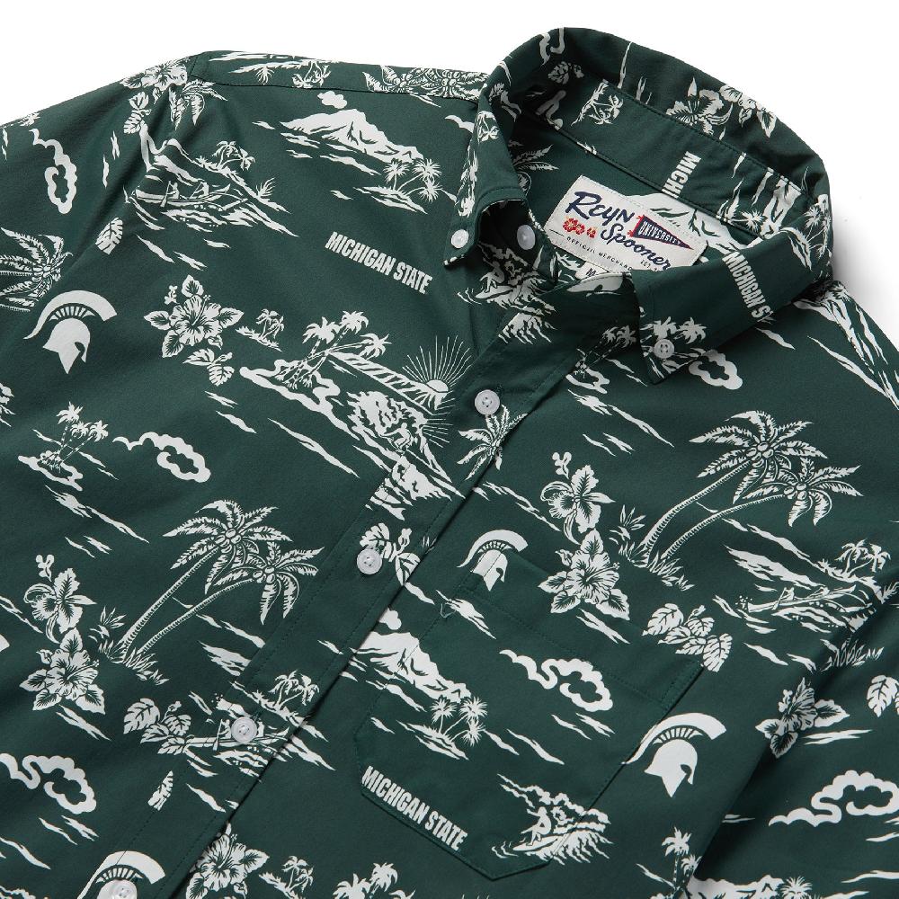 Reyn Spooner MICHIGAN STATE UNIVERSITY KEKAI PERFORMANCE BUTTON FRONT