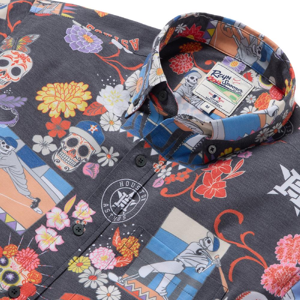 Reyn Spooner MLB® HOUSTON ASTROS DÍA DE LOS MUERTOS PERFORMANCE BUTTON FRONT