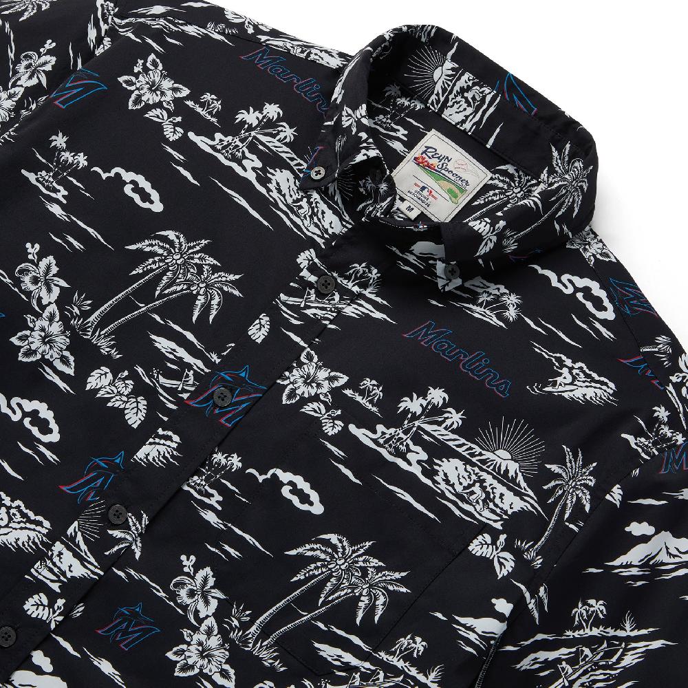 Reyn Spooner MLB® MIAMI MARLINS KEKAI PERFORMANCE BUTTON FRONT