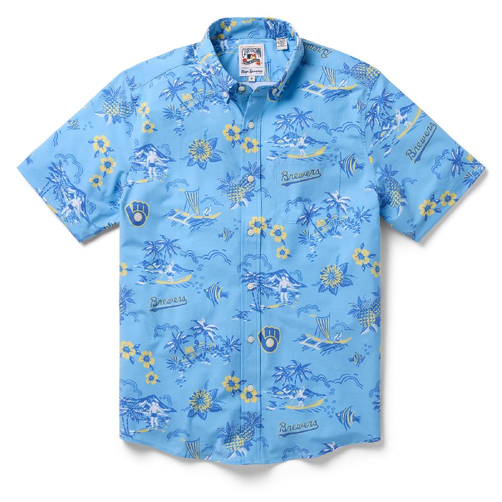 reyn spooner MLB® MILWAUKEE BREWERS COOPERSTOWN PERFORMANCE BUTTON FRONT