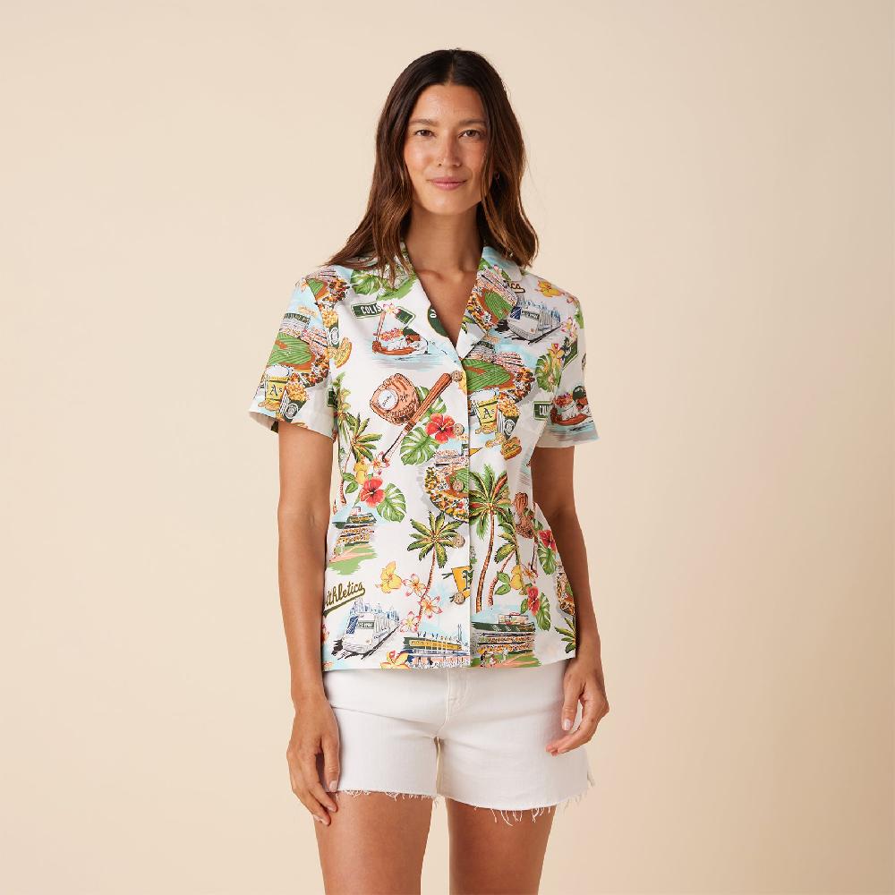 reyn spooner MLB® WOMEN'S OAKLAND ATHLETICS SCENIC CAMP SHIRT