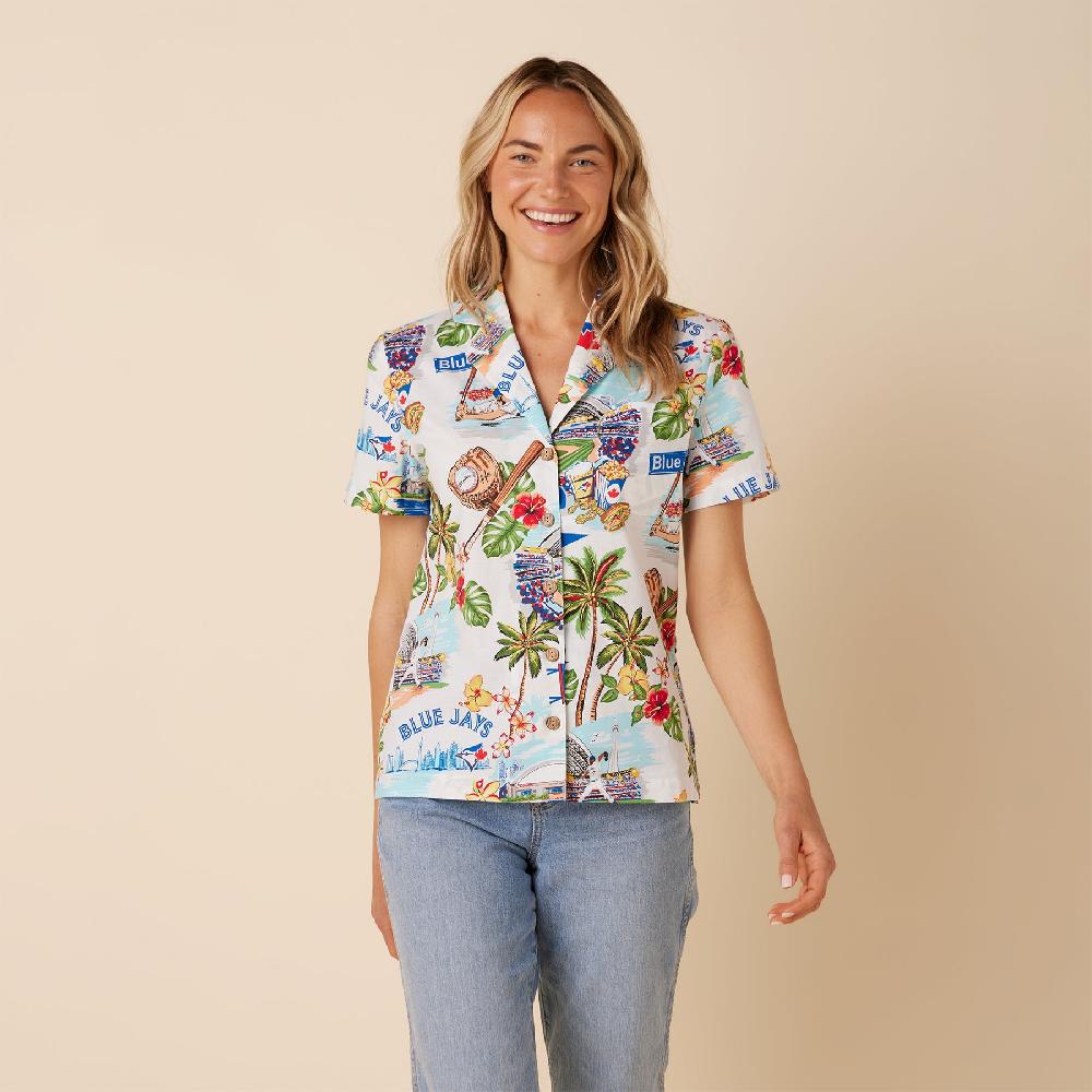 reyn spooner MLB® WOMEN'S TORONTO BLUE JAYS SCENIC CAMP SHIRT