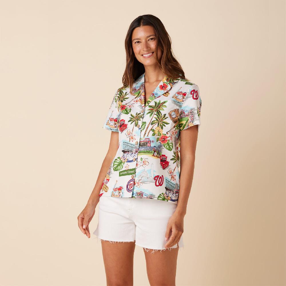 reyn spooner MLB® WOMEN'S WASHINGTON NATIONALS SCENIC CAMP SHIRT