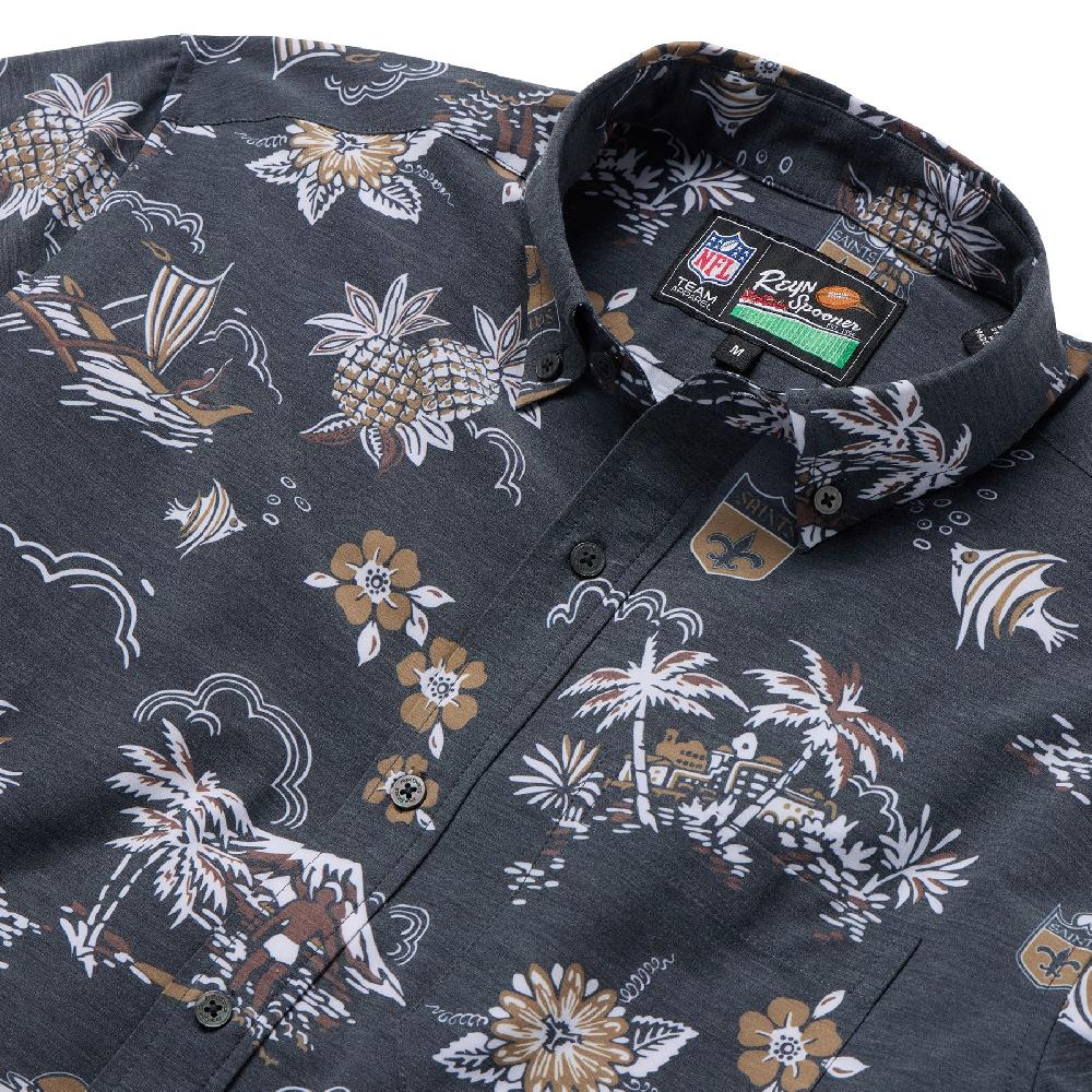 Reyn Spooner NEW ORLEANS SAINTS THROWBACK PERFORMANCE BUTTON FRONT