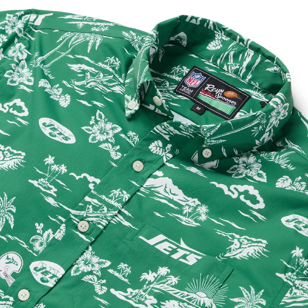 Reyn Spooner NEW YORK JETS THROWBACK PERFORMANCE BUTTON FRONT