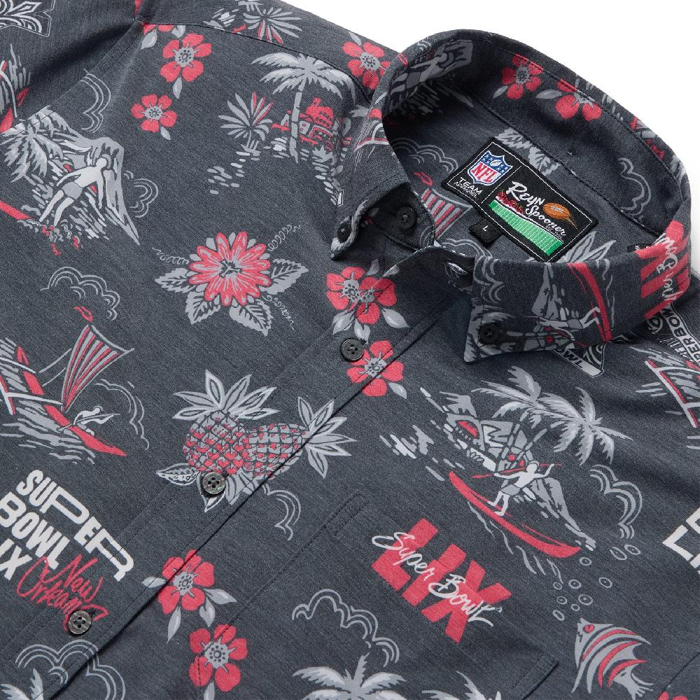 Reyn Spooner NFL SUPER BOWL 59 KEKAI PERFORMANCE BUTTON FRONT