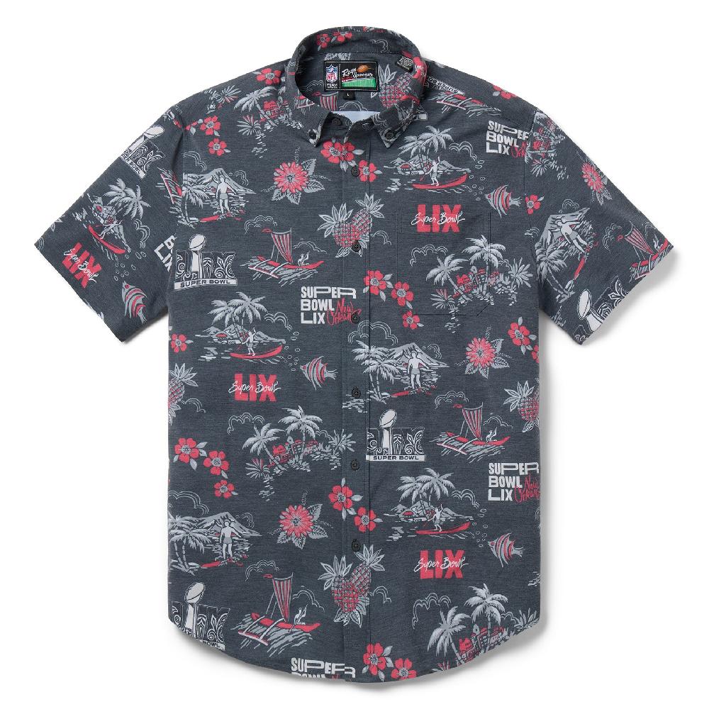 Reyn Spooner NFL SUPER BOWL 59 KEKAI PERFORMANCE BUTTON FRONT