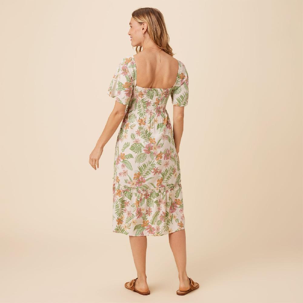 Reyn Spooner HANALEI GARDENS SMOCKED MIDI DRESS