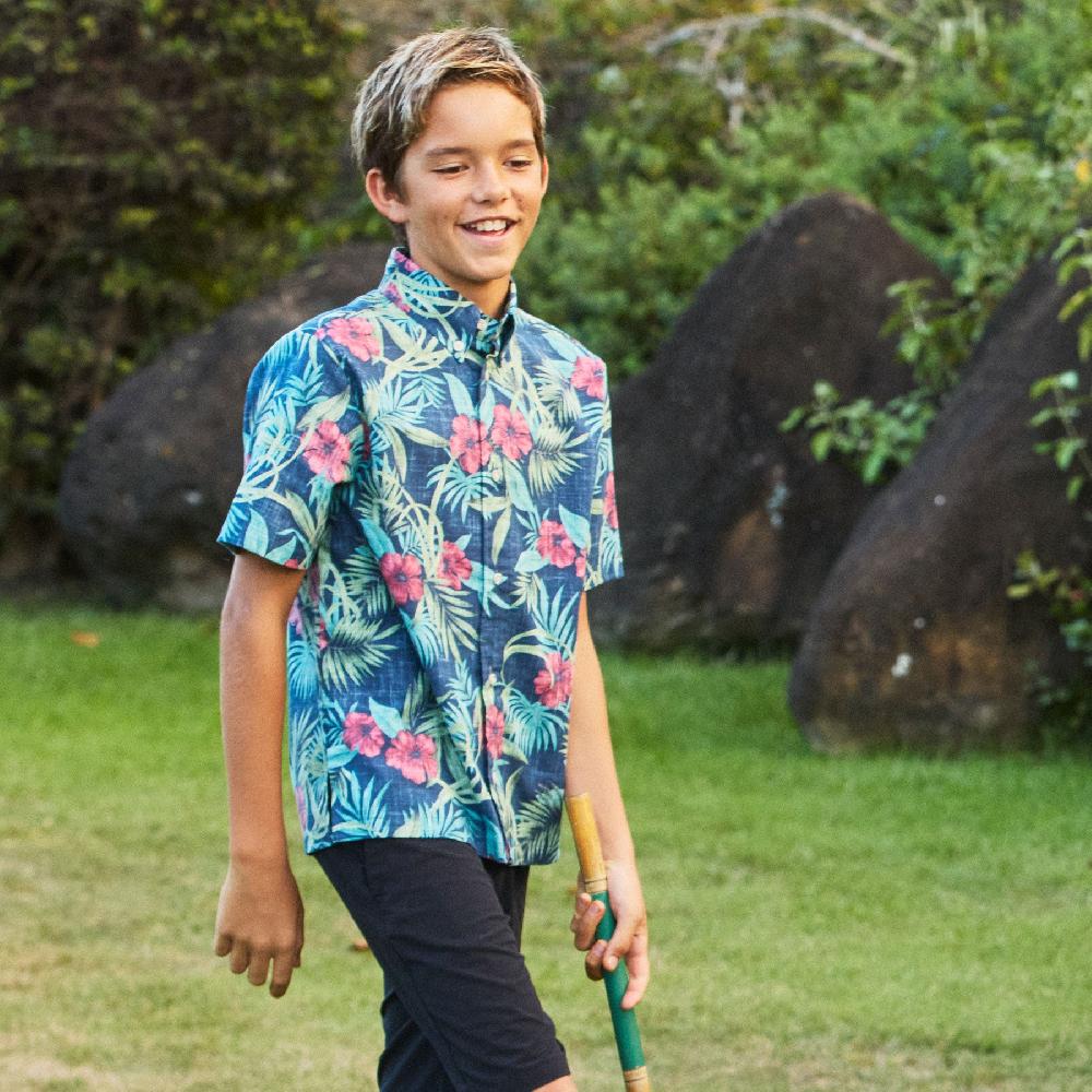 Reyn Spooner PALM FLORAL YOUTH SHIRT