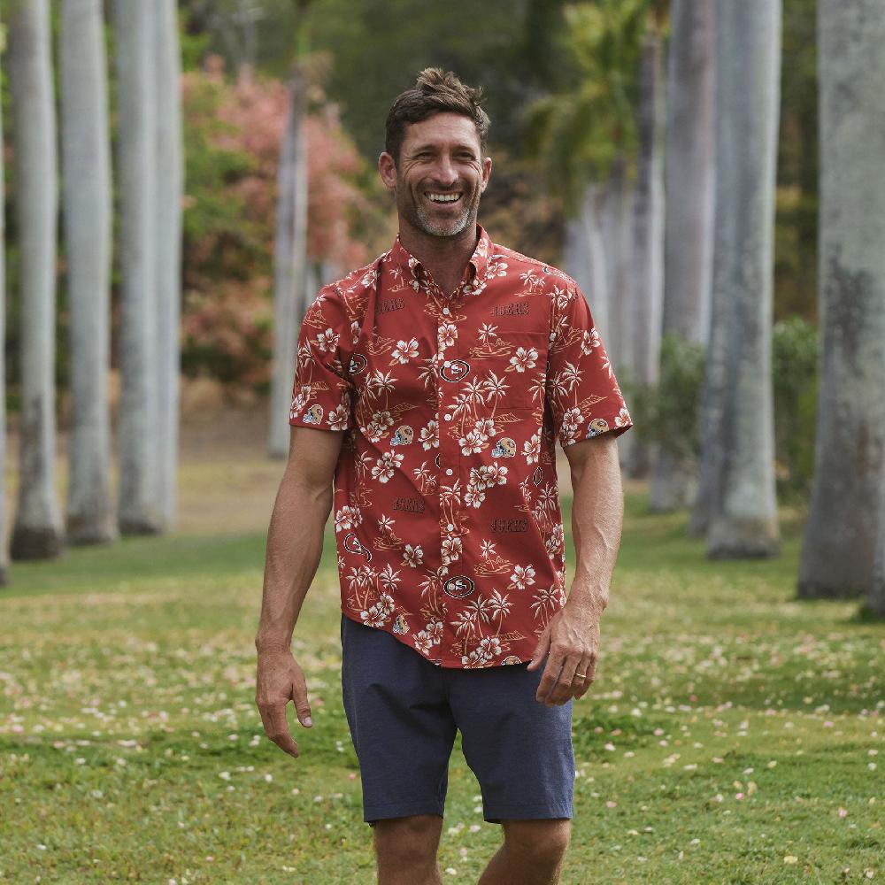 Reyn Spooner SAN FRANCISCO 49ERS KEKAI PERFORMANCE BUTTON FRONT