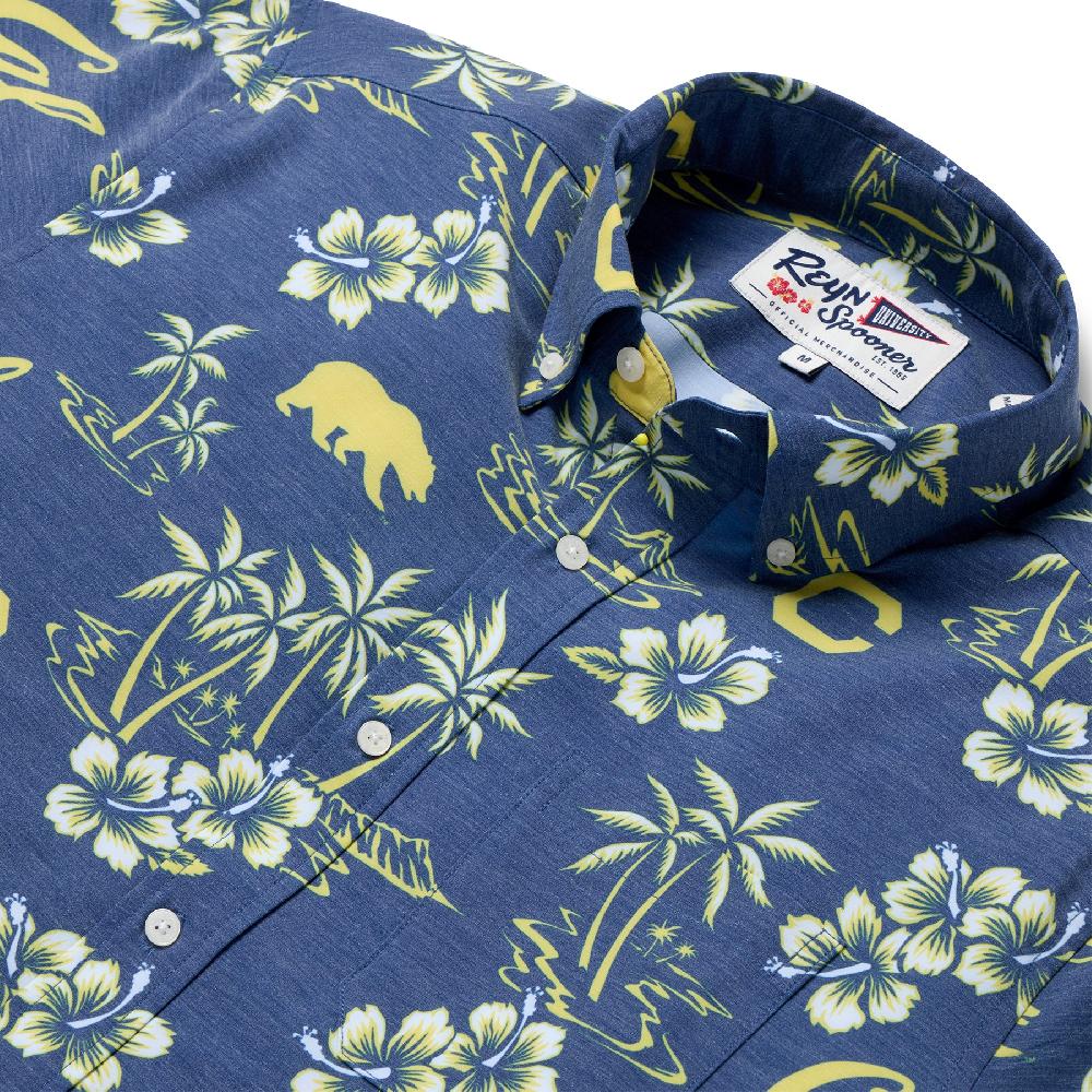 Reyn Spooner UNIVERSITY OF CALIFORNIA BERKELEY GAME DAY PERFORMANCE BUTTON FRONT