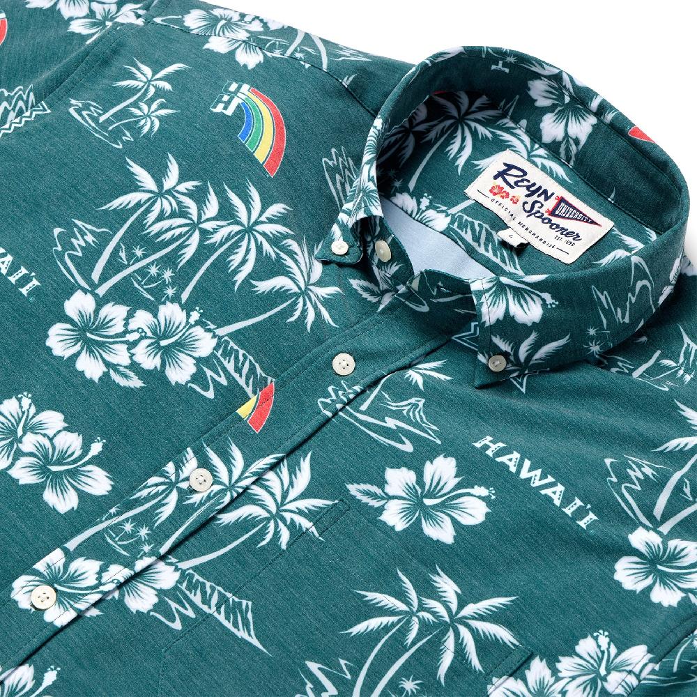 Reyn Spooner UNIVERSITY OF HAWAI'I GAME DAY PERFORMANCE BUTTON FRONT