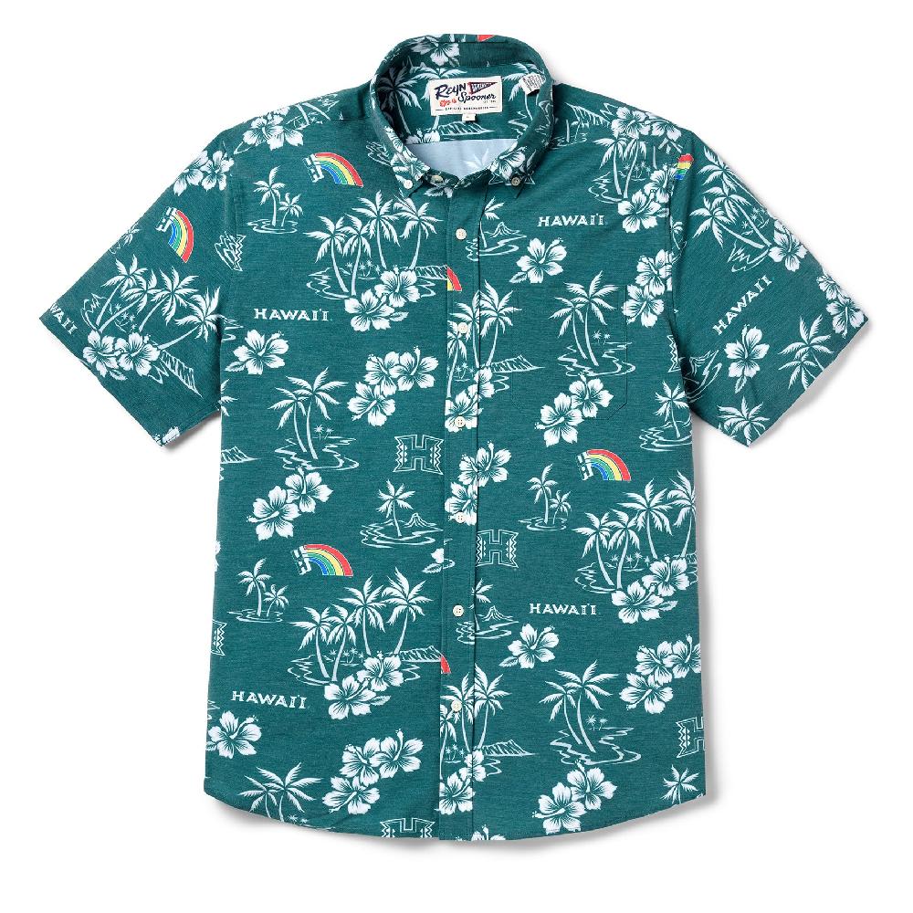 reyn spooner UNIVERSITY OF HAWAI'I GAME DAY PERFORMANCE BUTTON FRONT