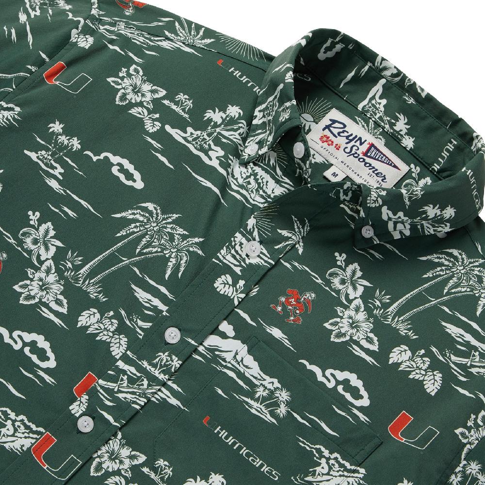 Reyn Spooner UNIVERSITY OF MIAMI KEKAI PERFORMANCE BUTTON FRONT