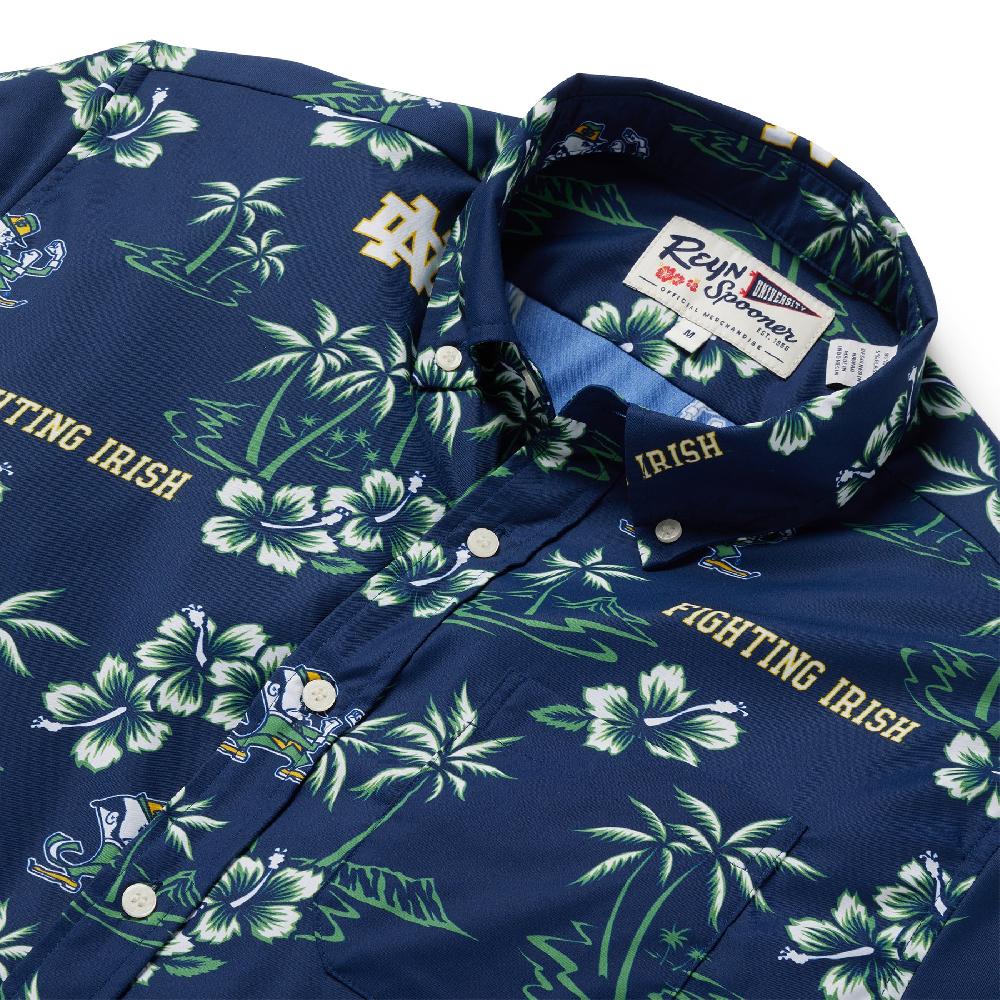 Reyn Spooner UNIVERSITY OF NOTRE DAME GAME DAY PERFORMANCE BUTTON FRONT