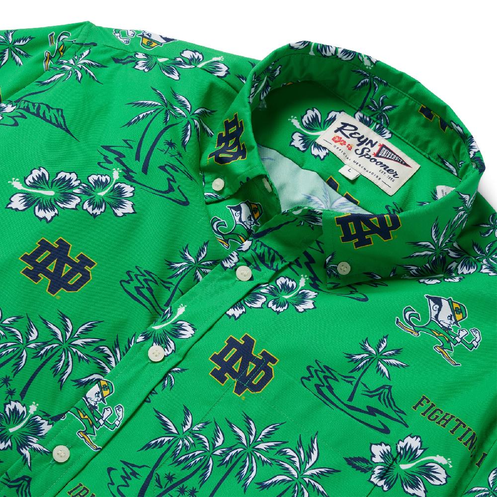 Reyn Spooner UNIVERSITY OF NOTRE DAME GAME DAY PERFORMANCE BUTTON FRONT