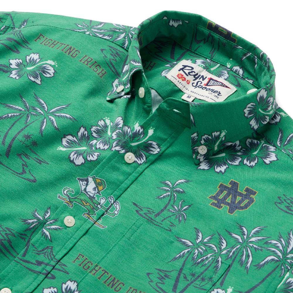 Reyn Spooner UNIVERSITY OF NOTRE DAME KEKAI PERFORMANCE BUTTON FRONT