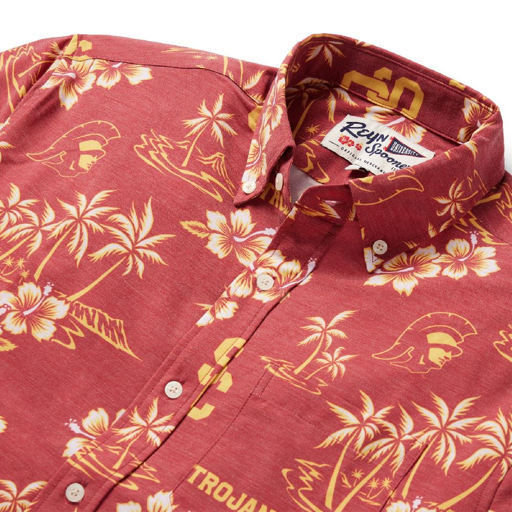 Reyn Spooner UNIVERSITY OF SOUTHERN CALIFORNIA GAME DAY PERFORMANCE BUTTON FRONT