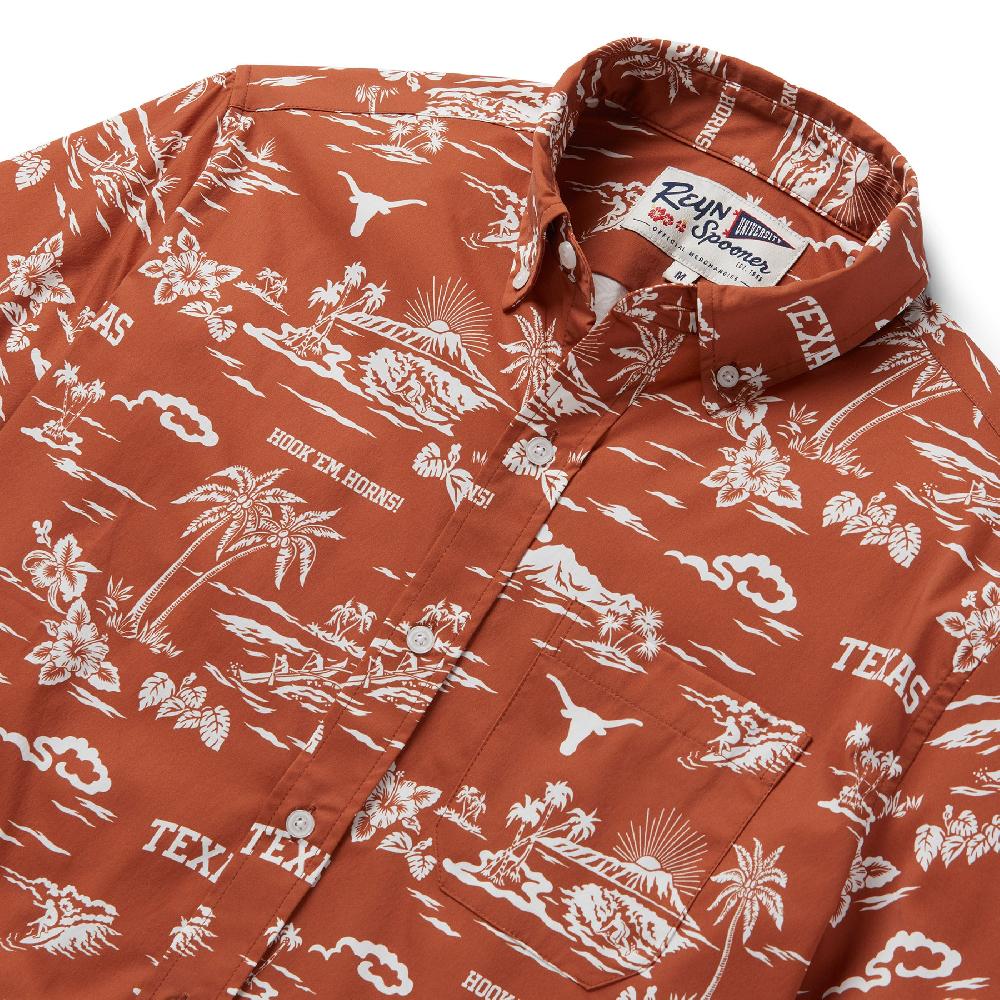 Reyn Spooner UNIVERSITY OF TEXAS KEKAI PERFORMANCE BUTTON FRONT