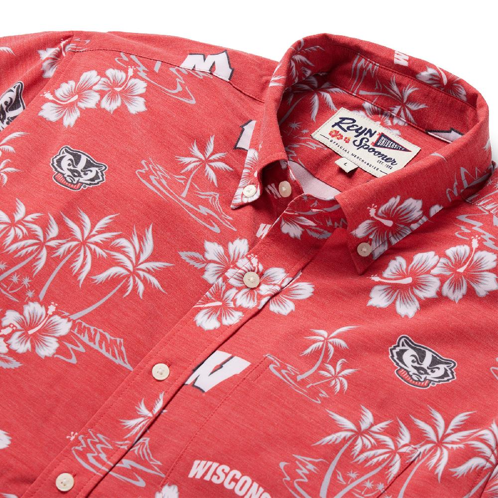 Reyn Spooner UNIVERSITY OF WISCONSIN GAME DAY PERFORMANCE BUTTON FRONT