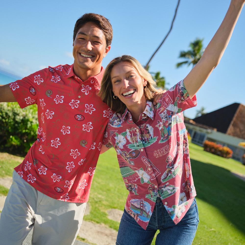 Reyn Spooner WOMEN'S SAN FRANCISCO 49ERS SCENIC PERFORMANCE BUTTON FRONT