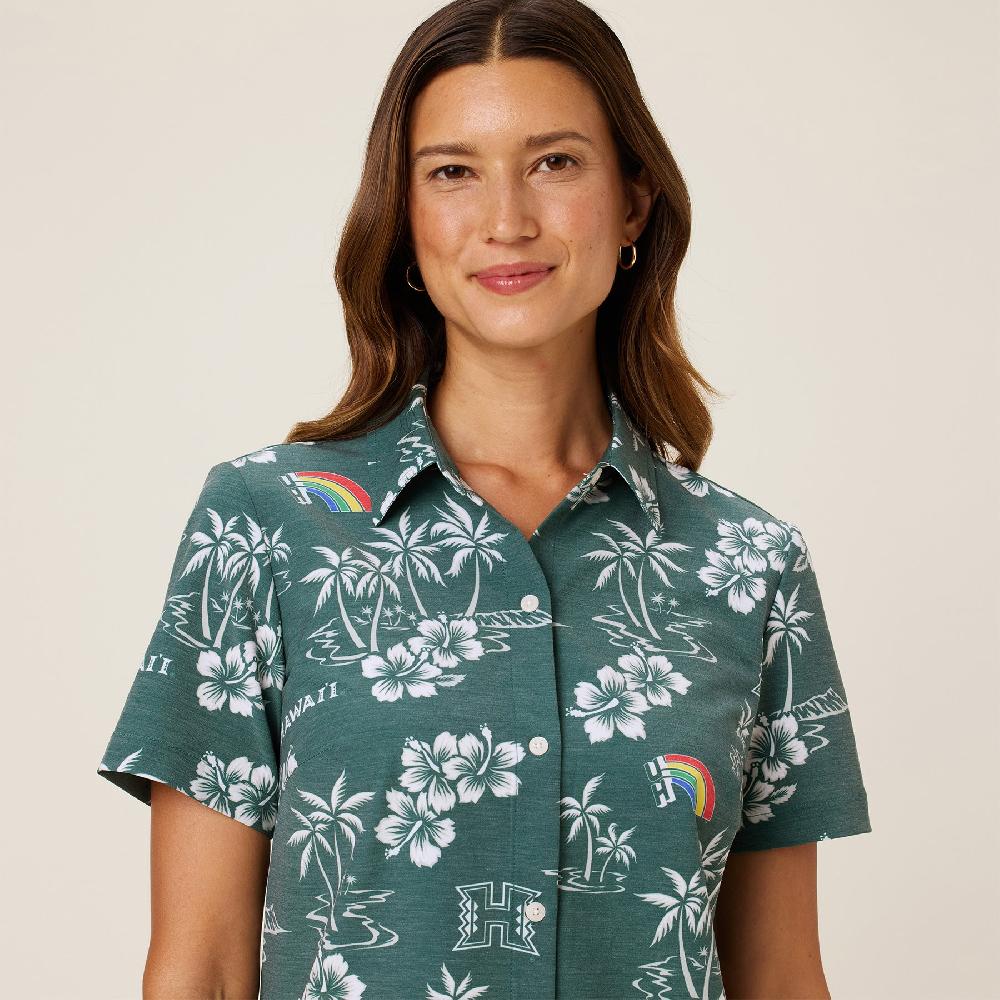 Reyn Spooner WOMEN'S UNIVERSITY OF HAWAI'I GAME DAY PERFORMANCE BUTTON FRONT