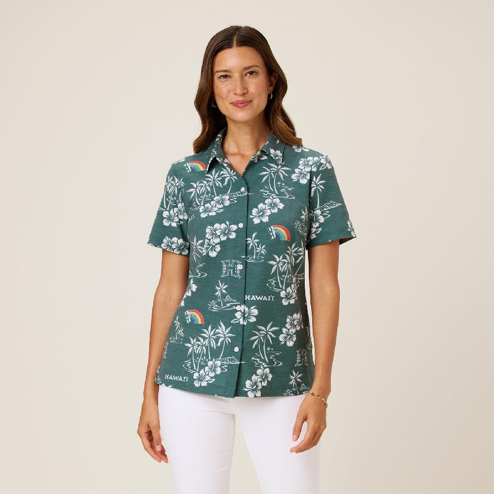 reyn spooner WOMEN'S UNIVERSITY OF HAWAI'I GAME DAY PERFORMANCE BUTTON FRONT