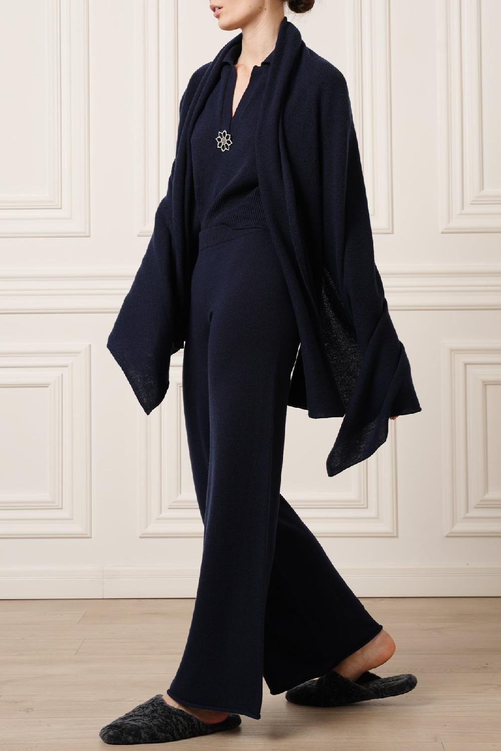 Rhea Costa Akeem Cashmere Wide-Leg Pants In Neptune
