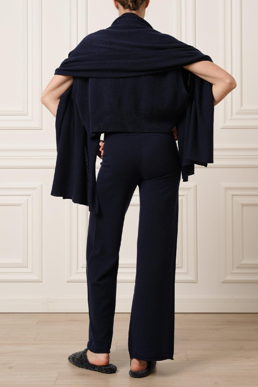 Rhea Costa Akeem Cashmere Wide-Leg Pants In Neptune